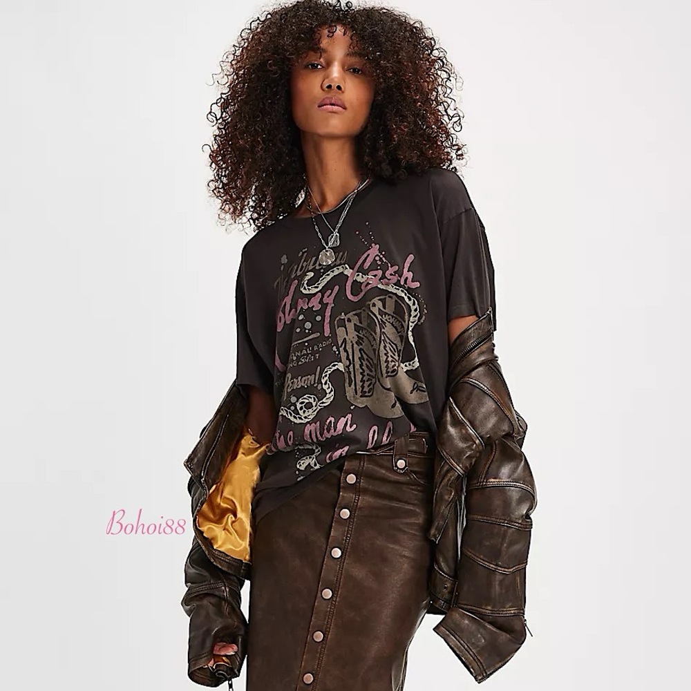 NEW Free People Johnny Cash The Man In Black Tee